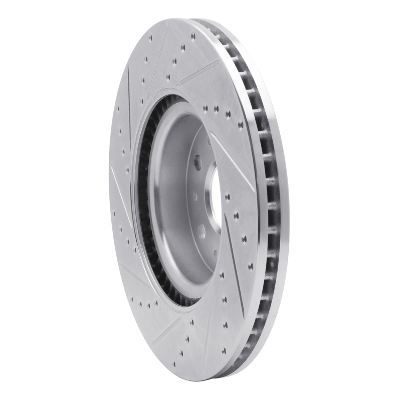 Cadillac CT5 Brake Rotor (1) - Front Right - R1 Concepts - Drilled & Slotted - Silver - `14-`25